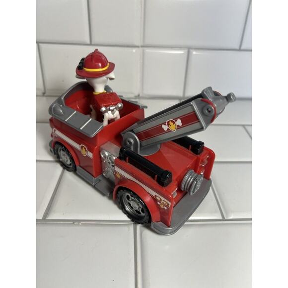 Paw Patrol Fire Truck With Posable Marshall Nick Jr Kids Toy Cartoon Character - Picture 5 of 14